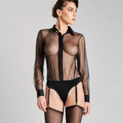 Body String Chemise Porte-jarretelles Maison Close Madame Rêve -Sous Vêtement Soldes body maison close madame reve noir 8