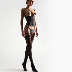 Corset Seins Nus Porte-jarretelles Maison Close Chambre Noire -Sous Vêtement Soldes corset maison close chambre noire noir 6