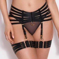 Jarretières Webbed Bordelle Signature -Sous Vêtement Soldes jarretiere bordelle signature noir 3