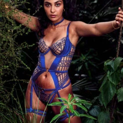 Jarretières En Soie Studio Pia Anisa -Sous Vêtement Soldes jarretiere studio pia anisa bleu electrique 5