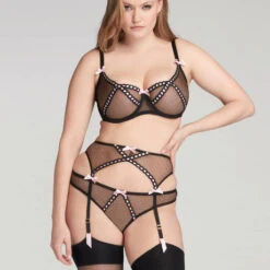 Porte-jarretelles Résille Agent Provocateur Rozey -Sous Vêtement Soldes porte jarretelles agent provocateur rozey noir rose pale 4