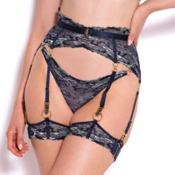 Porte-jarretelles 6 Attaches Bordelle Onda -Sous Vêtement Soldes porte jarretelles bordelle onda bleu marine 2