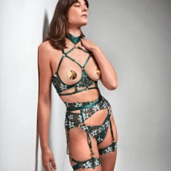 Porte-jarretelles 6 Attaches Bordelle Vita 15 Porte-jarretelles 6 Attaches Bordelle Vita -Sous Vêtement Soldes porte jarretelles bordelle vita vert fonce 6