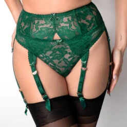 Porte-jarretelles En Dentelle Dita Von Teese Cora -Sous Vêtement Soldes porte jarretelles dita von teese cora vert fonce 2