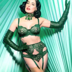 Porte-jarretelles En Dentelle Dita Von Teese Cora -Sous Vêtement Soldes porte jarretelles dita von teese cora vert fonce 5