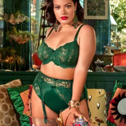 Porte-jarretelles En Dentelle Dita Von Teese Cora -Sous Vêtement Soldes porte jarretelles dita von teese cora vert fonce 6