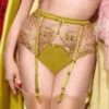 Porte-jarretelles 6 Attaches Dita Von Teese Julie's Roses -Sous Vêtement Soldes porte jarretelles dita von teese julie s roses vert citron