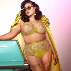 Porte-jarretelles 6 Attaches Dita Von Teese Julie's Roses -Sous Vêtement Soldes porte jarretelles dita von teese julie s roses vert citron 7