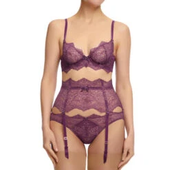 Porte-jarretelles 6 Attaches En Dentelle Dita Von Teese Lurex Lace -Sous Vêtement Soldes porte jarretelles dita von teese lurex lace mauve 6