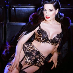 Porte-jarretelles 6 Attaches Dita Von Teese Millicent -Sous Vêtement Soldes porte jarretelles dita von teese millicent leopard noir 4