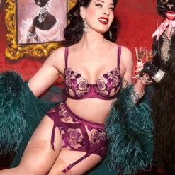 Porte-jarretelles Dita Von Teese Rosabelle -Sous Vêtement Soldes porte jarretelles dita von teese rosabelle violet 3