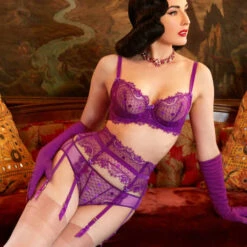 Porte-jarretelles 6 Attaches Dita Von Teese Vedette -Sous Vêtement Soldes porte jarretelles dita von teese vedette violet 4
