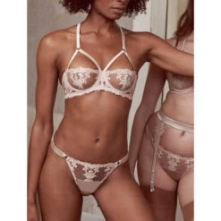 Porte-jarretelles En Soie Fleur Of England Dahlia -Sous Vêtement Soldes porte jarretelles fleur of england dahlia rose poudre 4