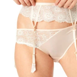 Porte-jarretelles En Dentelle Maison Lejaby La Manufacture -Sous Vêtement Soldes porte jarretelles maison lejaby la manufacture blanc rose 3